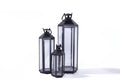 Stainless Set of 3 Black Lanterns
