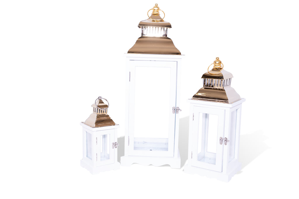 Ramadan Lanterns Set of 3 white/bronze